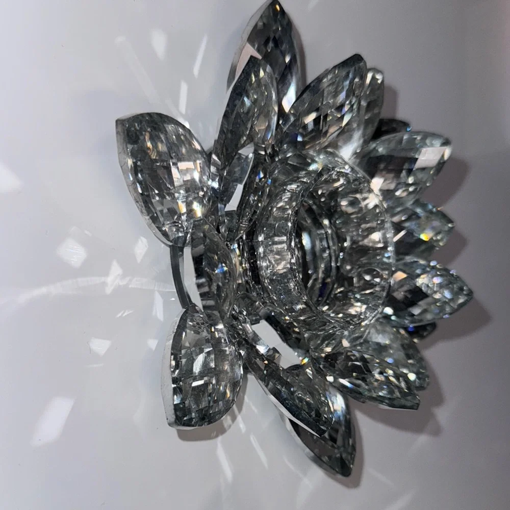 Silver Lotus Flower Wall Decor with Dimensional Petals